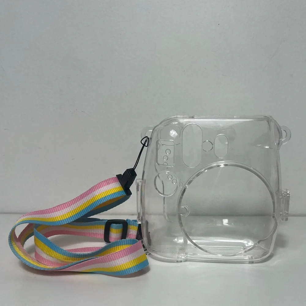 Fujifilm instax mini 8 Clear Instant Camera Case with Pastel Rainbow Strap